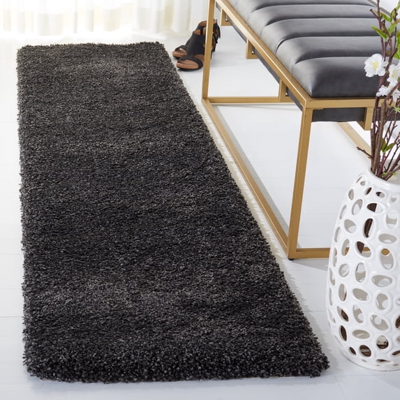 SAFAVIEH Milan Harlow Solid Plush Shag Runner Rug, Dark Grey, 2' x 8' - Modern Design, Dark Grey, Non-Shedding & Easy Cleaning, Ultra Plush Thick Pile, Ideal for Living Room, Bedroom, Entryway