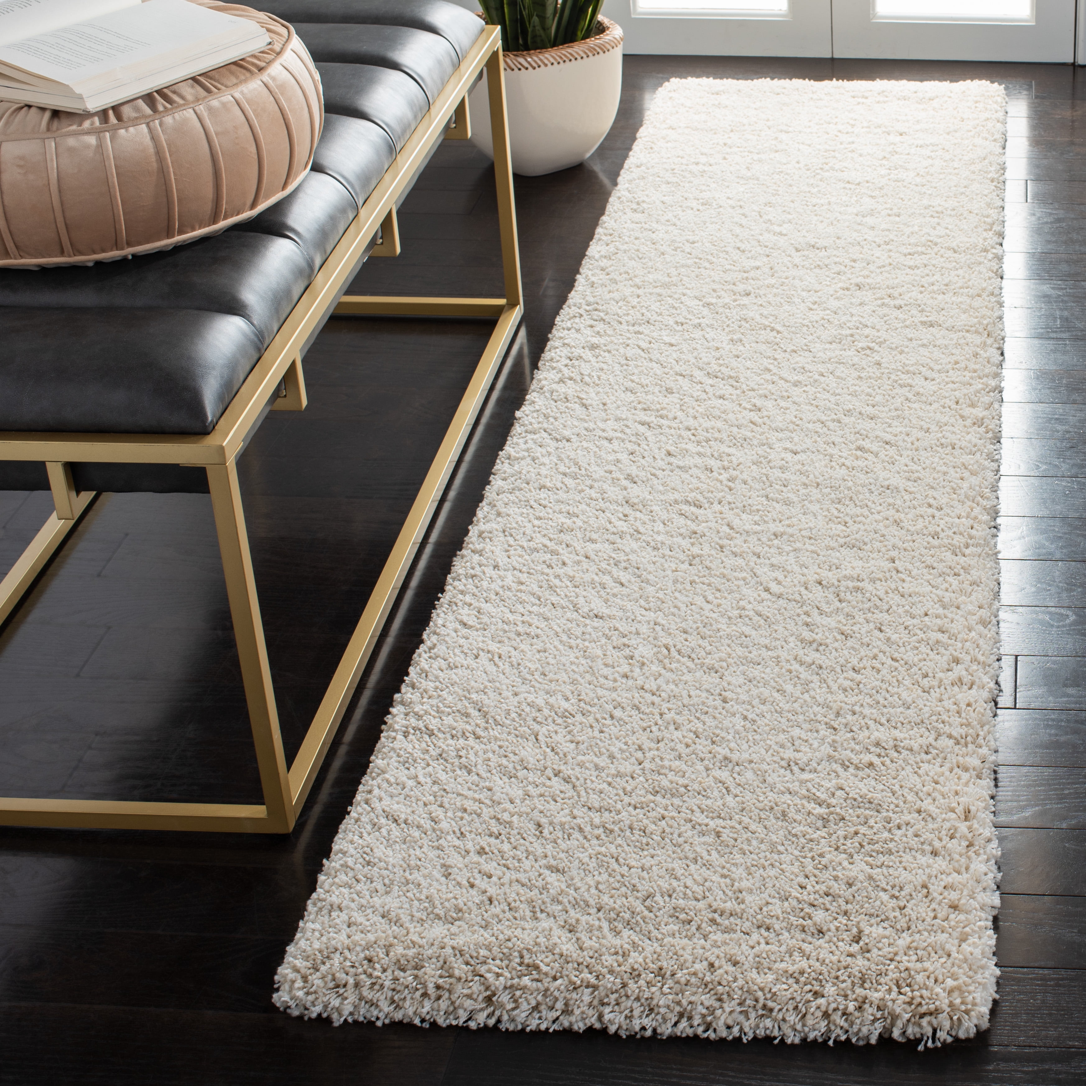 SAFAVIEH Milan Harlow Solid Plush Shag Runner Rug, Ivory, 2' x 12' - Modern Design, Ivory, Non-Shedding & Easy Cleaning, Ultra Plush Thick Pile, Ideal for Living Room, Bedroom, Entryway