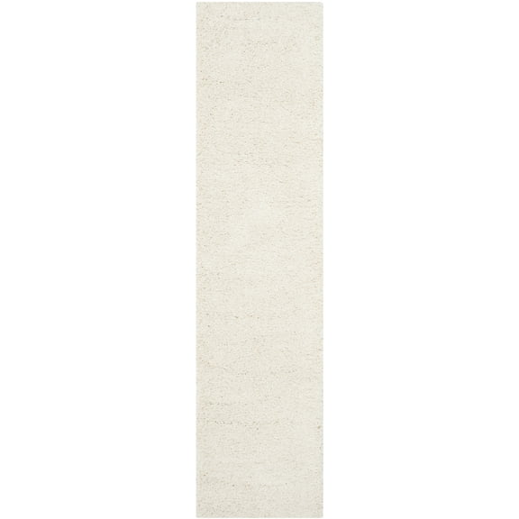 SAFAVIEH Milan Harlow Solid Plush Shag Runner Rug, Ivory, 2' x 12'