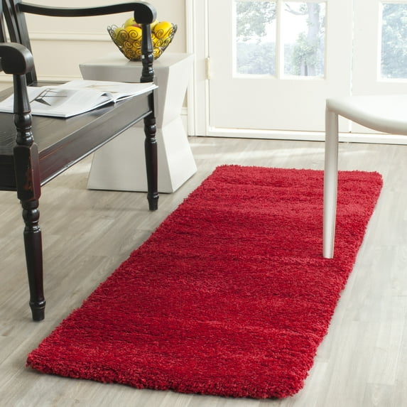 SAFAVIEH Milan Harlow Solid Plush Shag Runner Rug, Red, 2' x 6' - Modern Design, Red, Non-Shedding & Easy Cleaning, Ultra Plush Thick Pile, Ideal for Living Room, Bedroom, Entryway, Hallway