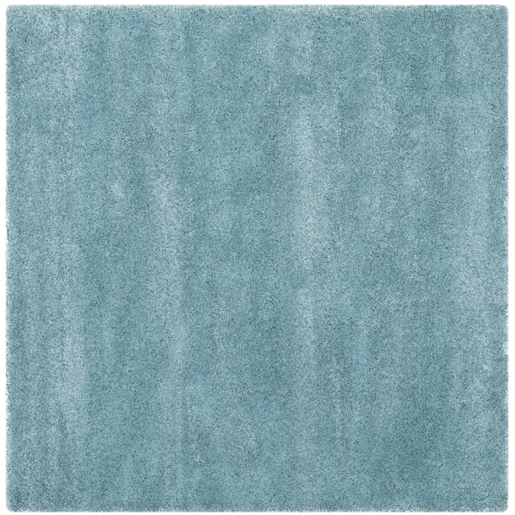 SAFAVIEH Milan Harlow Solid Plush Shag Area Rug, Aqua Blue, 8' x 8' Square