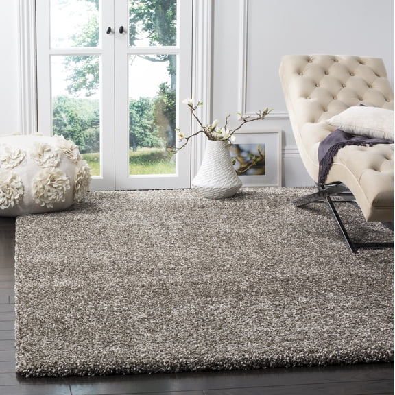 SAFAVIEH Milan Harlow Solid Plush Shag Area Rug, Grey, 11' x 11' Square - Large - Modern Design, Grey, Non-Shedding & Easy Cleaning, Ultra Plush Thick Pile, Ideal for Living Room, Bedroom