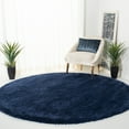 thumbnail image 1 of SAFAVIEH Milan Harlow Solid Plush Shag Area Rug, Navy, 8' x 8' Round - Modern Design, Navy, Non-Shedding & Easy Cleaning, Ultra Plush Thick Pile, Ideal for Living Room, Bedroom, 1 of 12