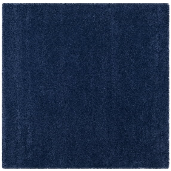 SAFAVIEH Milan Harlow Solid Plush Shag Area Rug, Navy, 8' x 8' Square - Modern Design, Navy, Non-Shedding & Easy Cleaning, Ultra Plush Thick Pile, Ideal for Living Room, Bedroom