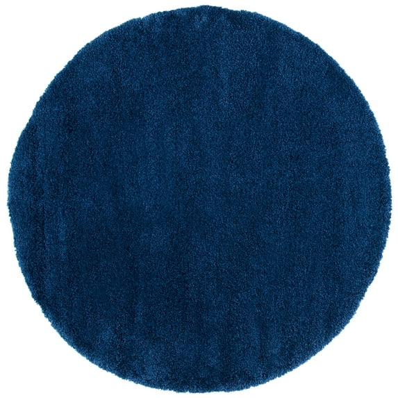 SAFAVIEH Milan Harlow Solid Plush Shag Area Rug, Navy, 9' x 9' Round - Large - Modern Design, Navy, Non-Shedding & Easy Cleaning, Ultra Plush Thick Pile, Ideal for Living Room, Bedroom