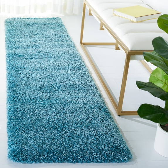 SAFAVIEH Milan Harlow Solid Plush Shag Runner Rug, Aqua Blue, 2' x 14' - Modern Design, Aqua Blue, Non-Shedding & Easy Cleaning, Ultra Plush Thick Pile, Ideal for Living Room, Bedroom, Entryway