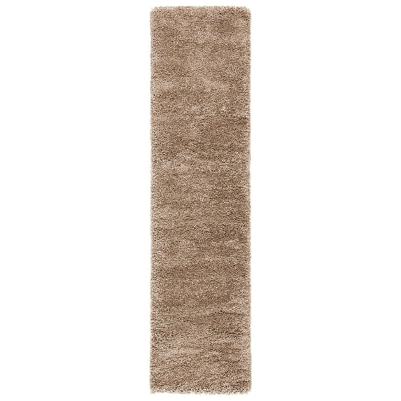 SAFAVIEH Milan Harlow Solid Plush Shag Runner Rug, Dark Beige, 2' x 20'