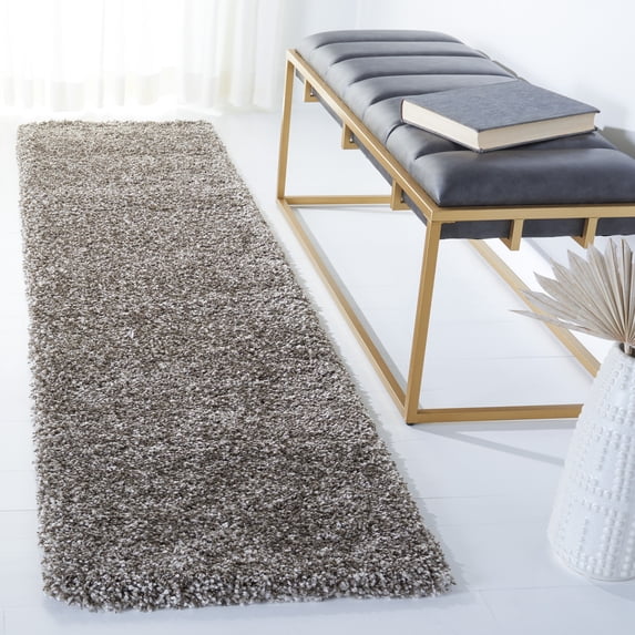 SAFAVIEH Milan Harlow Solid Plush Shag Runner Rug, Grey, 2' x 22' - Modern Design, Grey, Non-Shedding & Easy Cleaning, Ultra Plush Thick Pile, Ideal for Living Room, Bedroom, Entryway