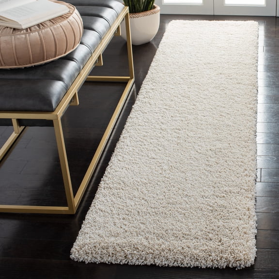 SAFAVIEH Milan Harlow Solid Plush Shag Runner Rug, Ivory, 2' x 20' - Modern Design, Ivory, Non-Shedding & Easy Cleaning, Ultra Plush Thick Pile, Ideal for Living Room, Bedroom, Entryway