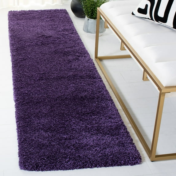 SAFAVIEH Milan Harlow Solid Plush Shag Runner Rug, Purple, 2' x 18' - Modern Design, Purple, Non-Shedding & Easy Cleaning, Ultra Plush Thick Pile, Ideal for Living Room, Bedroom, Entryway