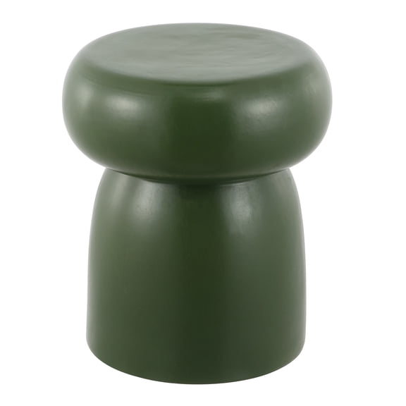 SAFAVIEH Millia 15" Modern Solid Ceramic Garden Stool, Moss Green