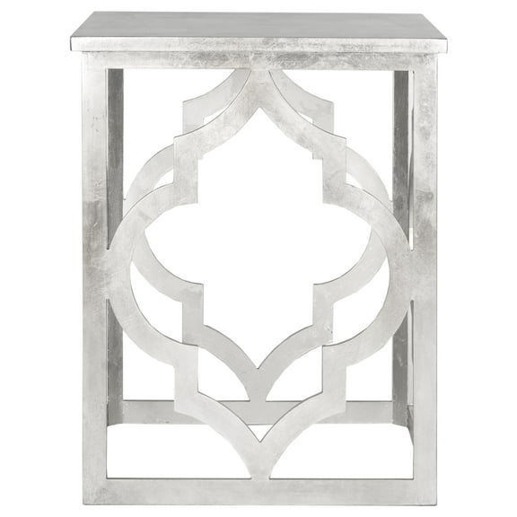 SAFAVIEH Milo Trellis Bohemian Silver Leaf Rectangle End Table (18.8 in. W x 18.8 in. D x 23 in. H)