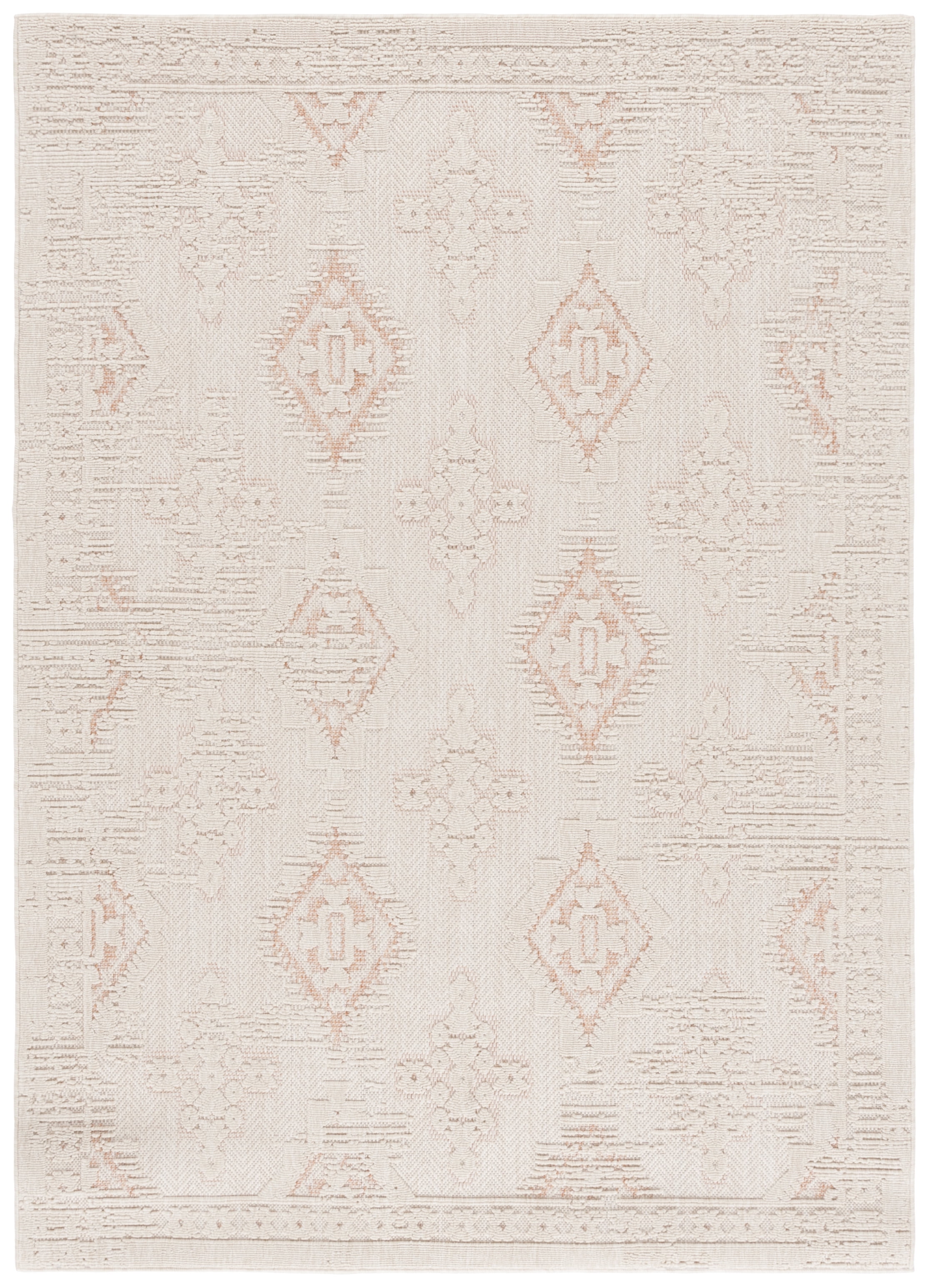 SAFAVIEH Milos Alondra Geometric Indoor/Outdoor Area Rug, Ivory/Rust, 8' x 10'