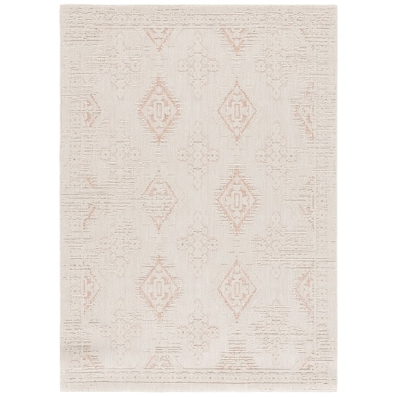 SAFAVIEH Milos Alondra Geometric Indoor/Outdoor Area Rug, Ivory/Rust, 9' x 12'