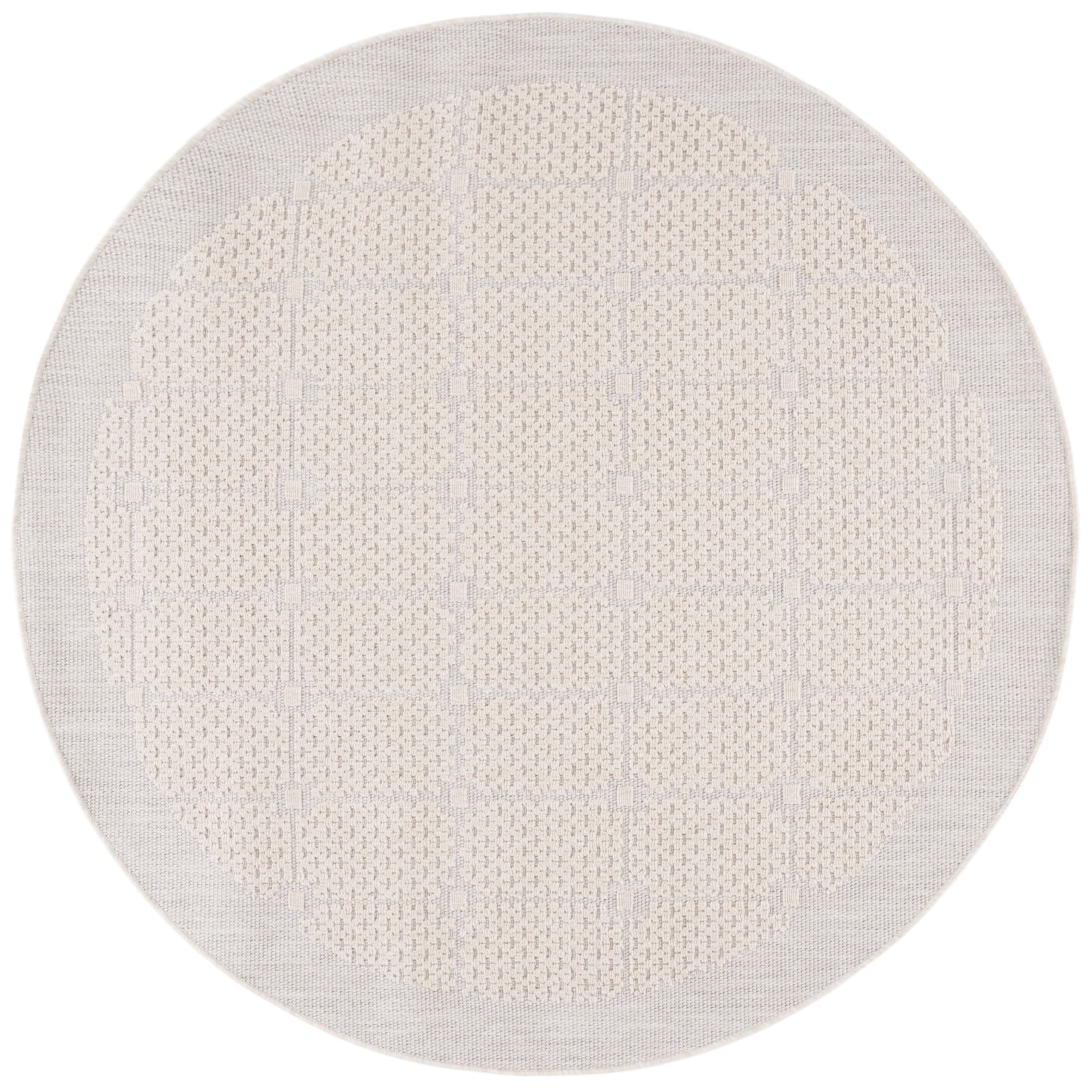 SAFAVIEH Milos Bailey Geometric Indoor/Outdoor Area Rug, Beige, 6'7" x 6'7" Round