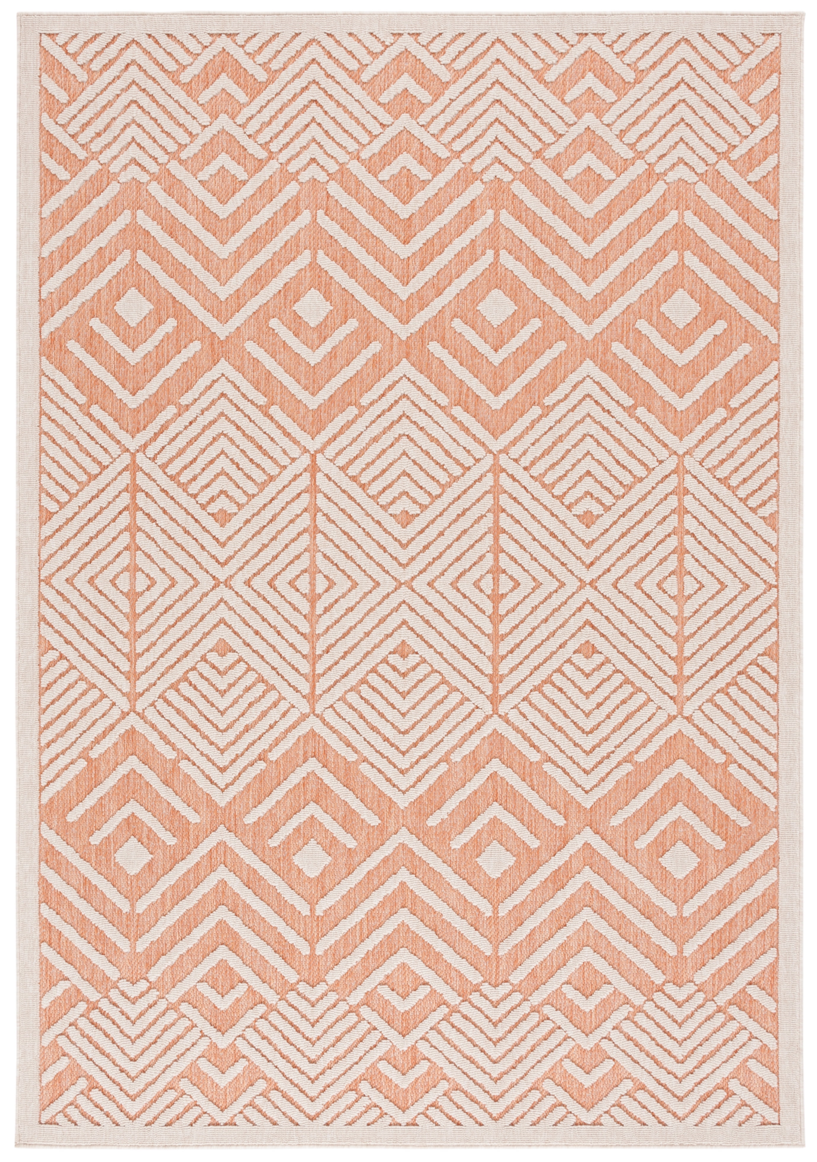 Ivory and Rust Geometric 9' x 12' Indoor/Outdoor Rug