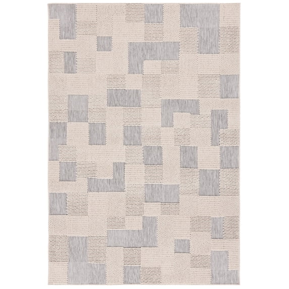 SAFAVIEH Milos Quintella Geometric Indoor/Outdoor Area Rug, Beige/Grey, 4' x 6'