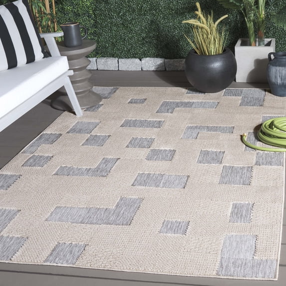 Safavieh Milos Quintella Geometric Indoor/Outdoor Area Rug, Beige/Gray, 5'3" x 7'6"
