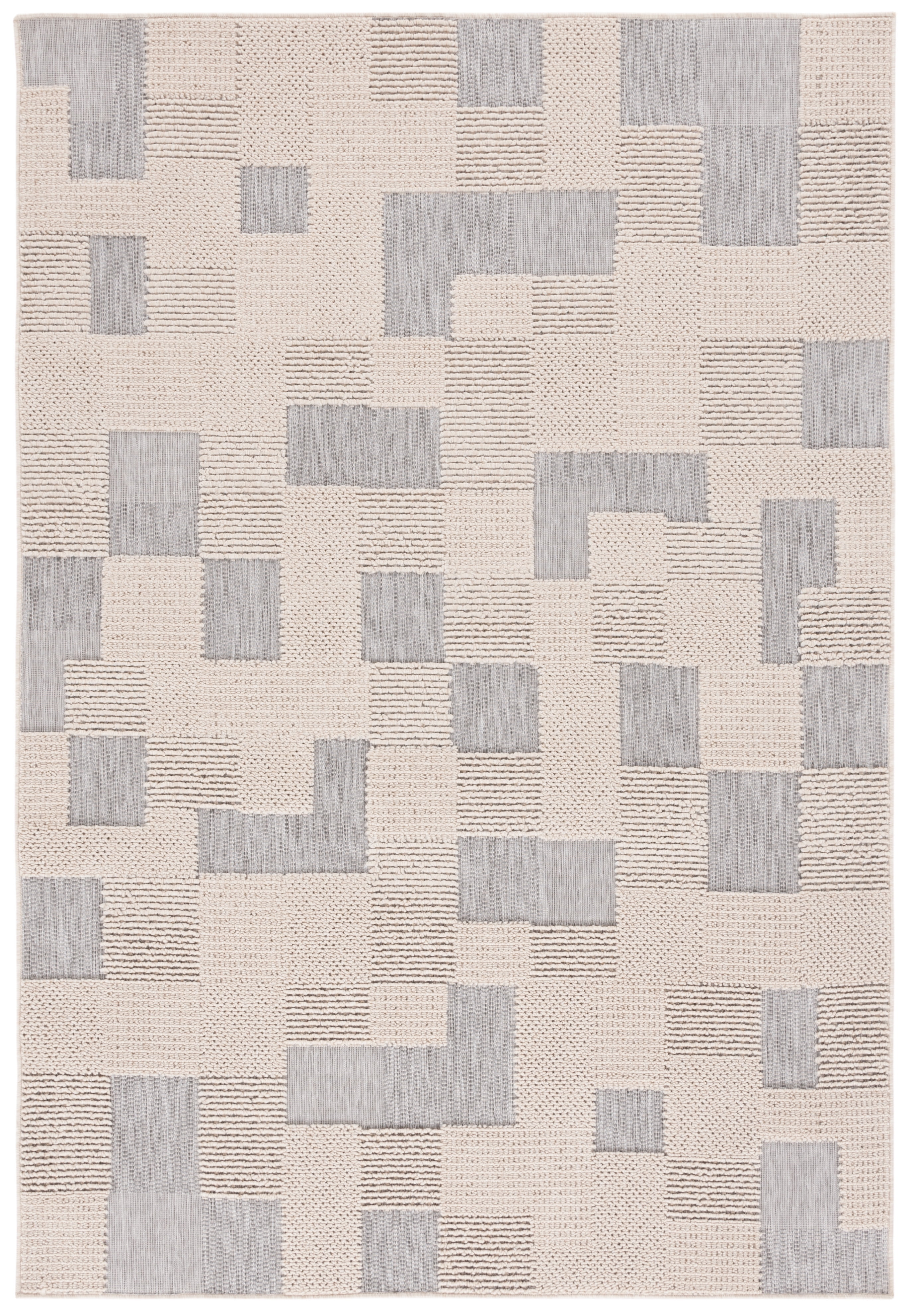 Gray Geometric 9' x 12' Synthetic Easy Care Rug
