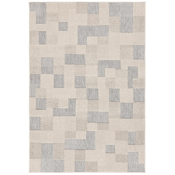 SAFAVIEH Milos Quintella Geometric Indoor/Outdoor Area Rug, Beige/Grey, 9' x 12'