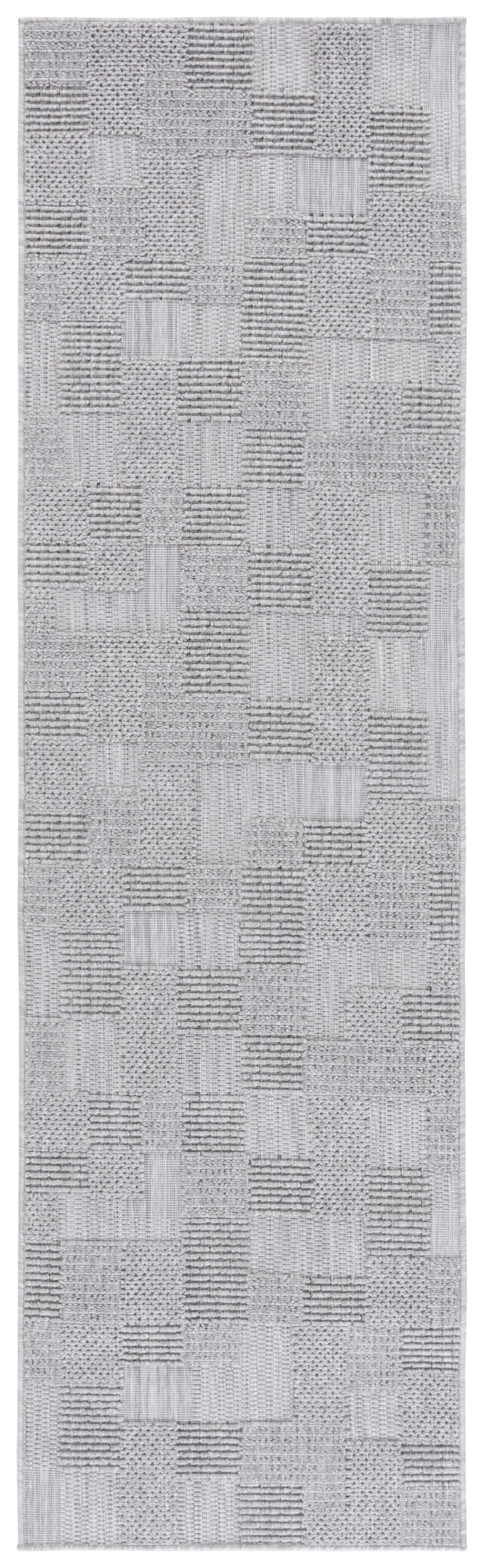 Gray Geometric Synthetic Easy Care Runner Rug, 2'3" x 8'