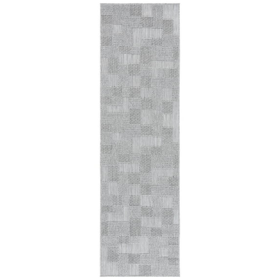 SAFAVIEH Milos Quintella Geometric Indoor/Outdoor Runner Rug, Grey, 2'3" x 8'