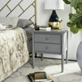 thumbnail image 1 of SAFAVIEH Mina Modern Coastal 2-Drawer 25" H Bamboo Nightstand Grey, 1 of 11