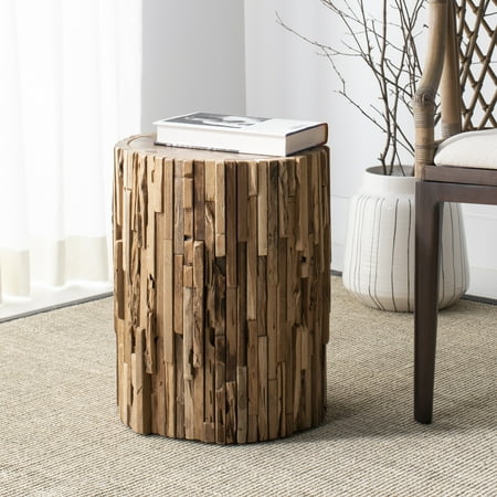 SAFAVIEH Minidoka Nautical Rustic Teak Round Stool/Table, Medium Oak