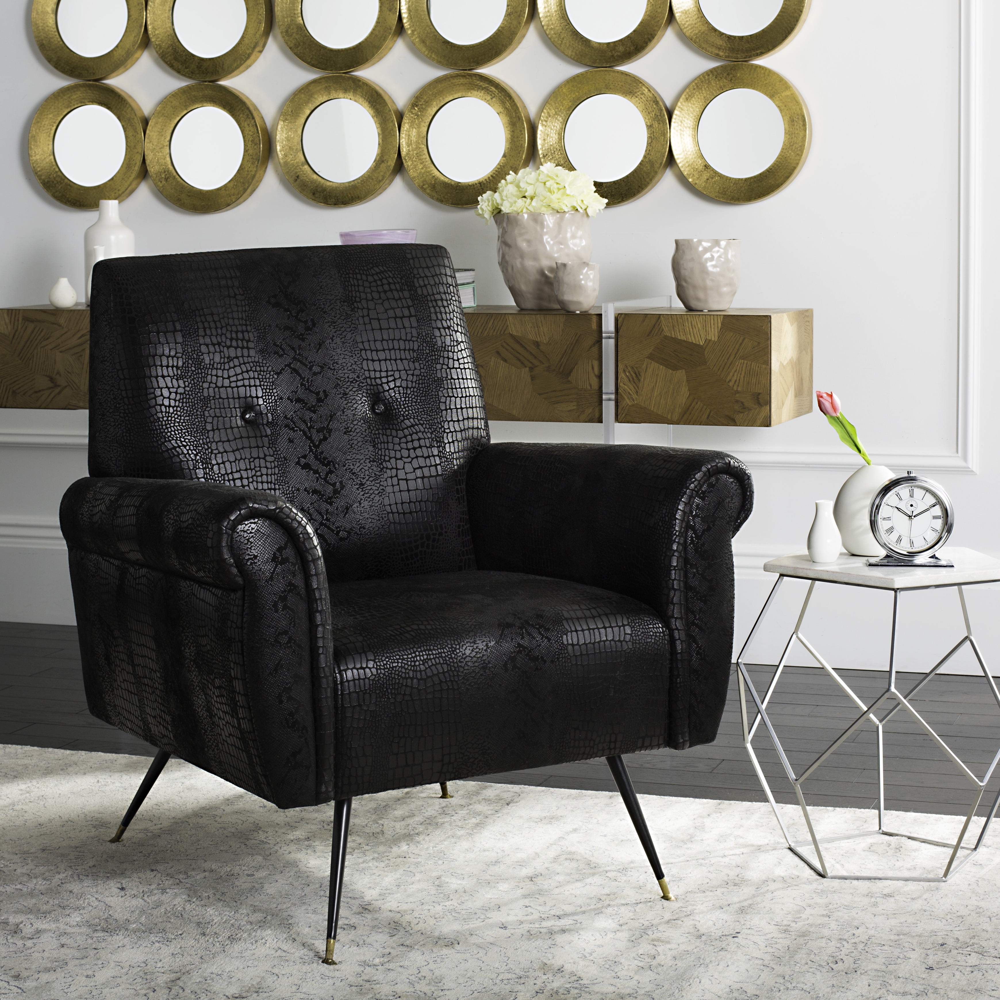 SAFAVIEH Mira Retro Mid Century Accent Chair Black Walmart