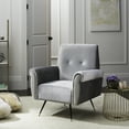 thumbnail image 1 of SAFAVIEH Mira Retro Mid Century Accent Chair, Light Grey Velvet, 1 of 9