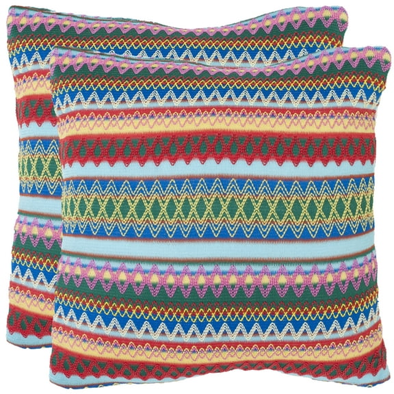 SAFAVIEH Mirabelle Striped Pillow, 22" x 22", Blue, Set of 2