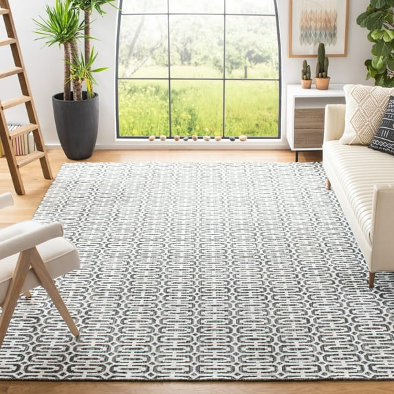 SAFAVIEH Mirage Alexanndria Geometric Area Rug, Charcoal/Ivory, 9' x 12'
