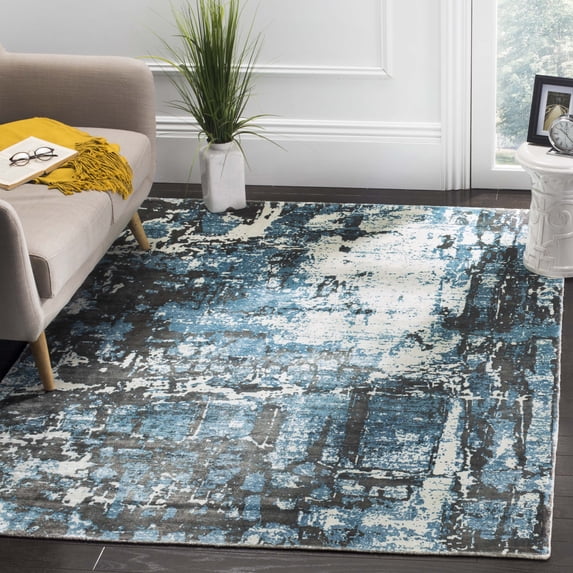SAFAVIEH Mirage Bertrand Abstract Area Rug, Blue/Grey, 8' x 10'