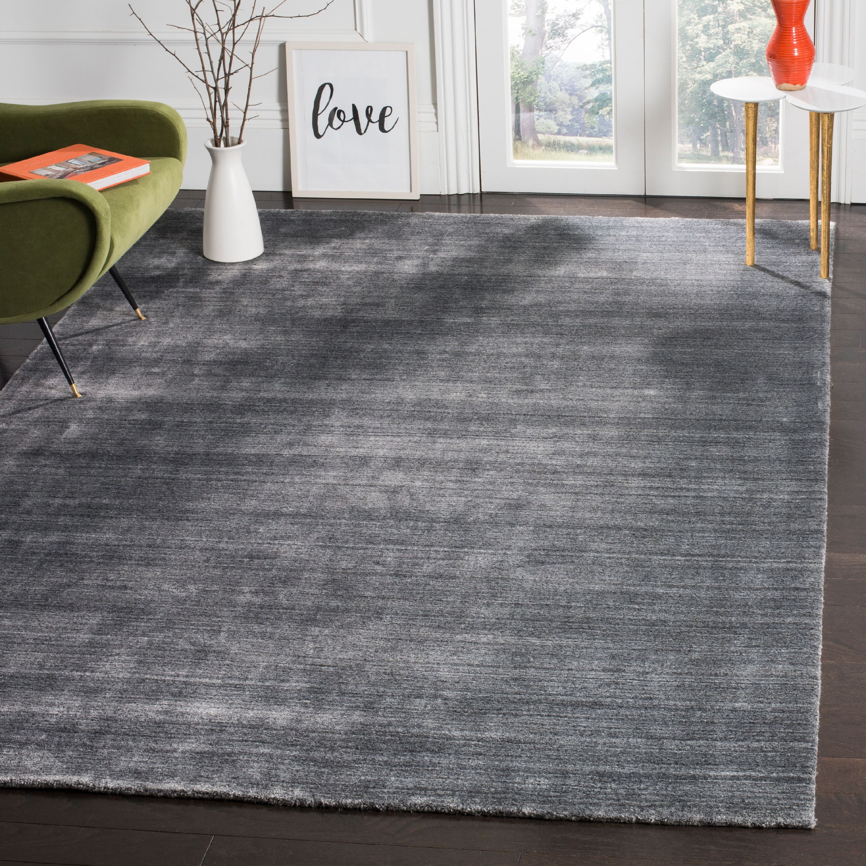 Graphite Hand-Knotted Wool and Viscose 6' x 9' Area Rug