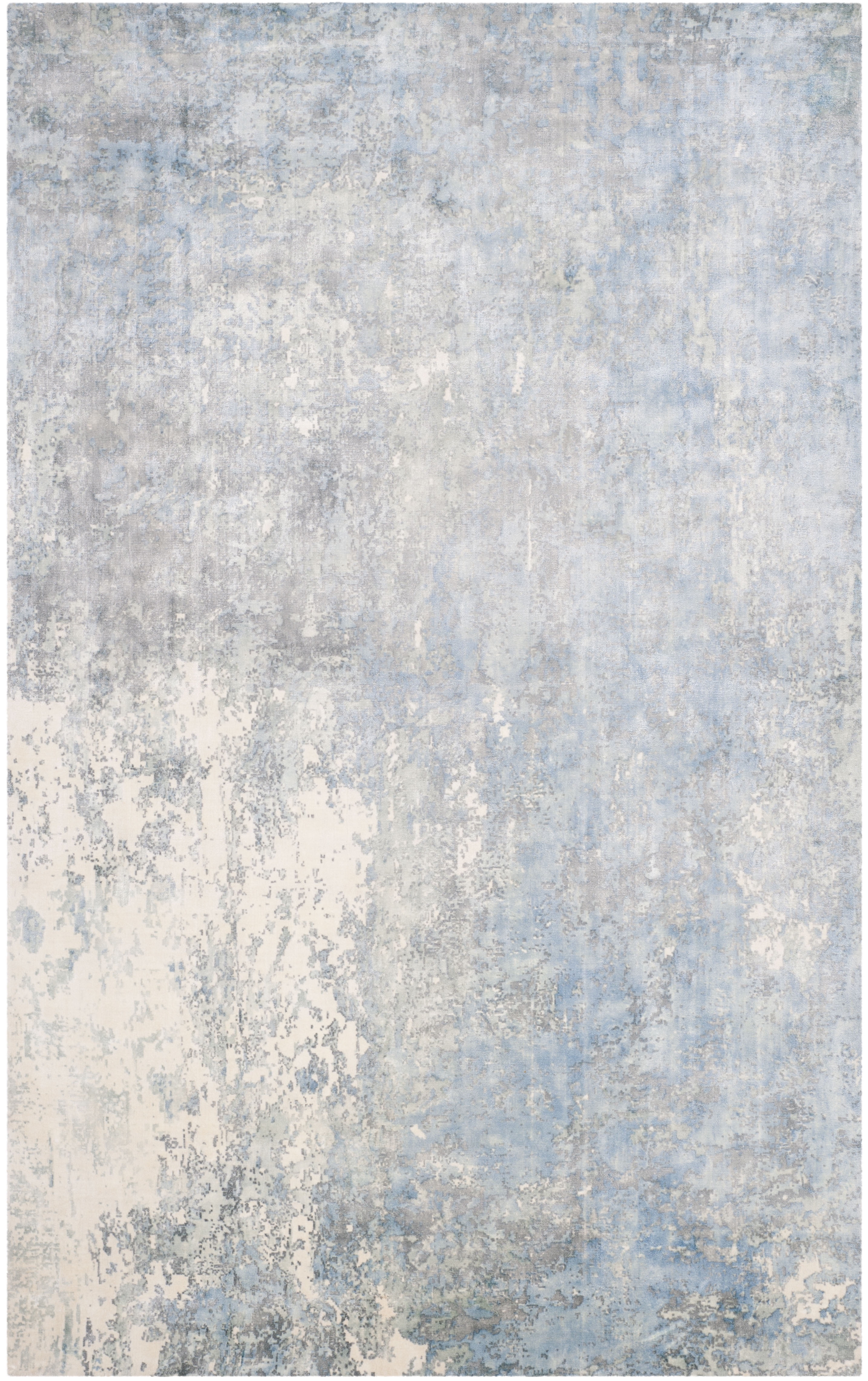 Mirage Blue Abstract Hand-Knotted Viscose 4' x 6' Rug