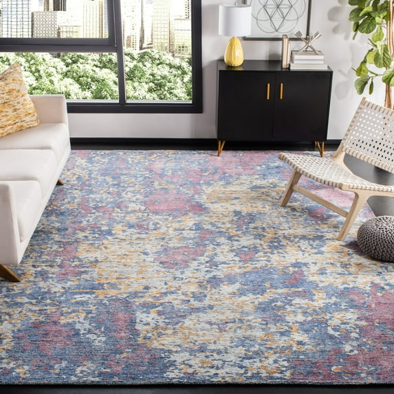 SAFAVIEH Mirage Fiber Abstract Distressed Area Rug, Navy/Rust, 9' x 12'
