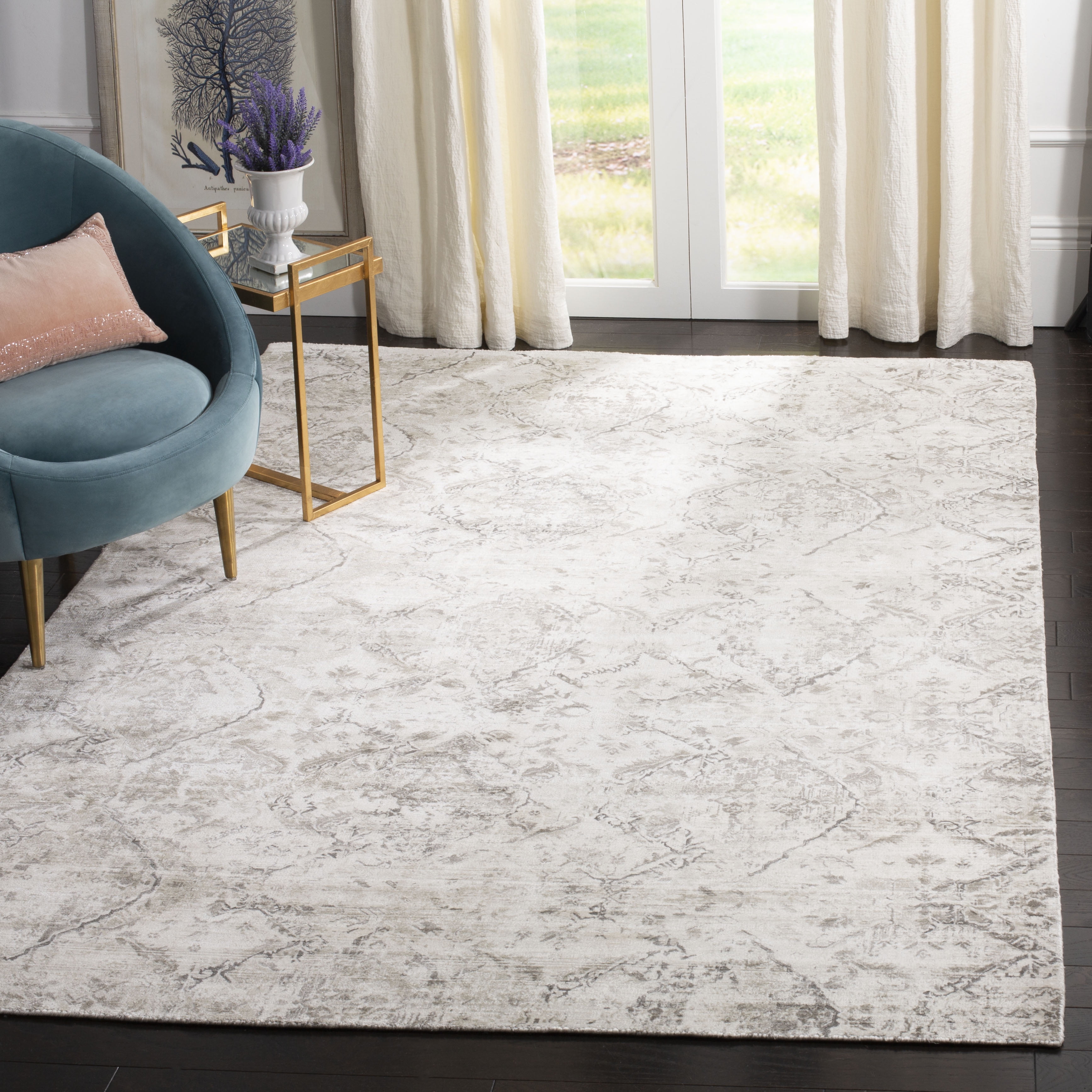 Gray Hand-Knotted Viscose 8' x 10' Area Rug