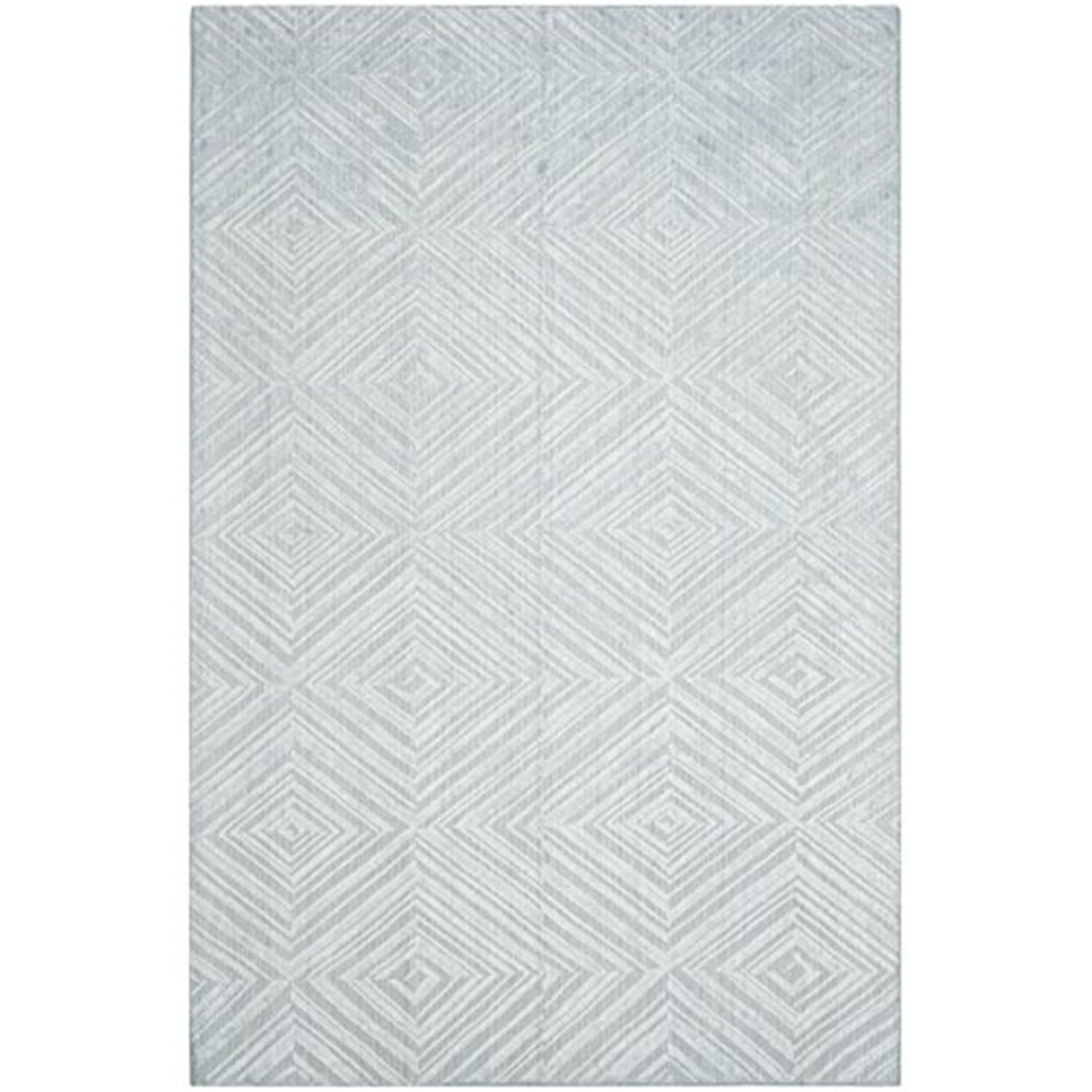 Handmade Blue Geometric Wool and Viscose Area Rug, 8' x 10'