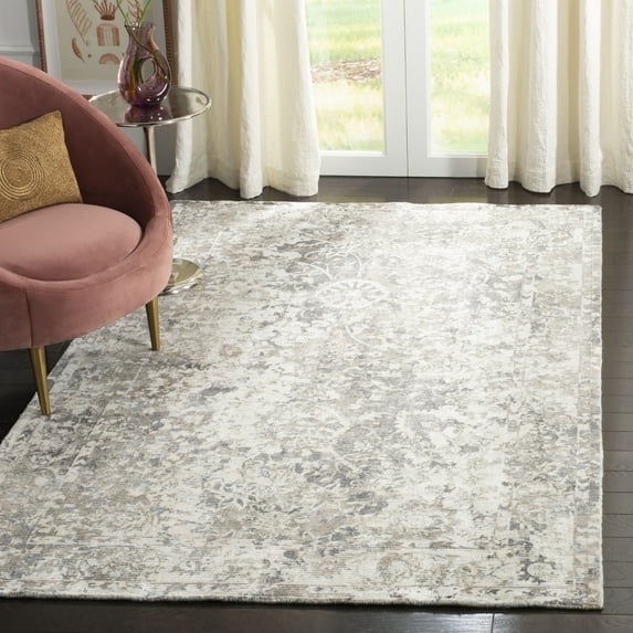 SAFAVIEH Mirage Goran Floral Bordered Area Rug, Charcoal/Cream, 6' x 9'