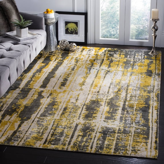 SAFAVIEH Mirage Hadley Abstract Area Rug, Grey/Yellow, 6' x 9'