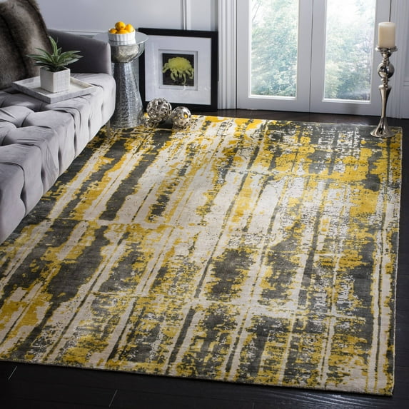 SAFAVIEH Mirage Hadley Abstract Area Rug, Grey/Yellow, 9' x 12'