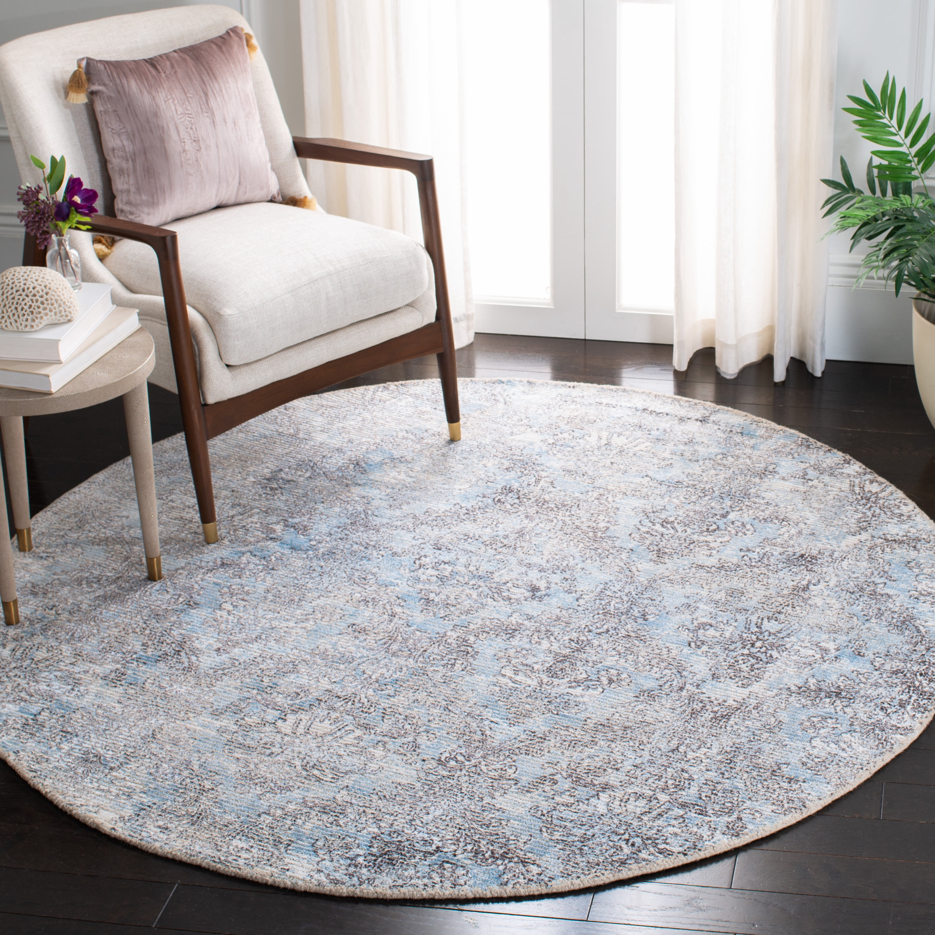Safavieh Mirage Jacqueline Floral Area Rug, Light Blue/Gray, 6' x 6' Round