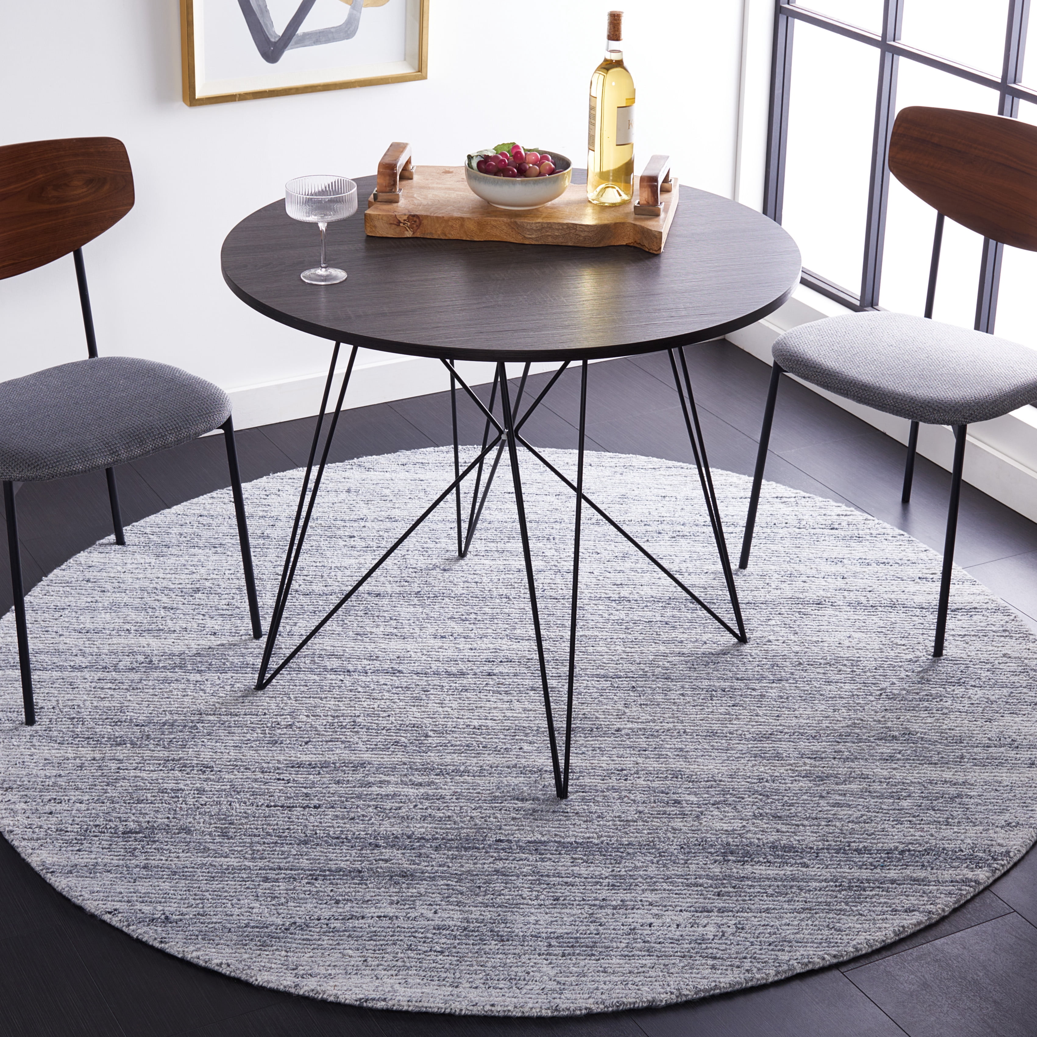 Safavieh Mirage Lecia Striped Polyester Area Rug, Blue/Ivory, 6' x 6' Round