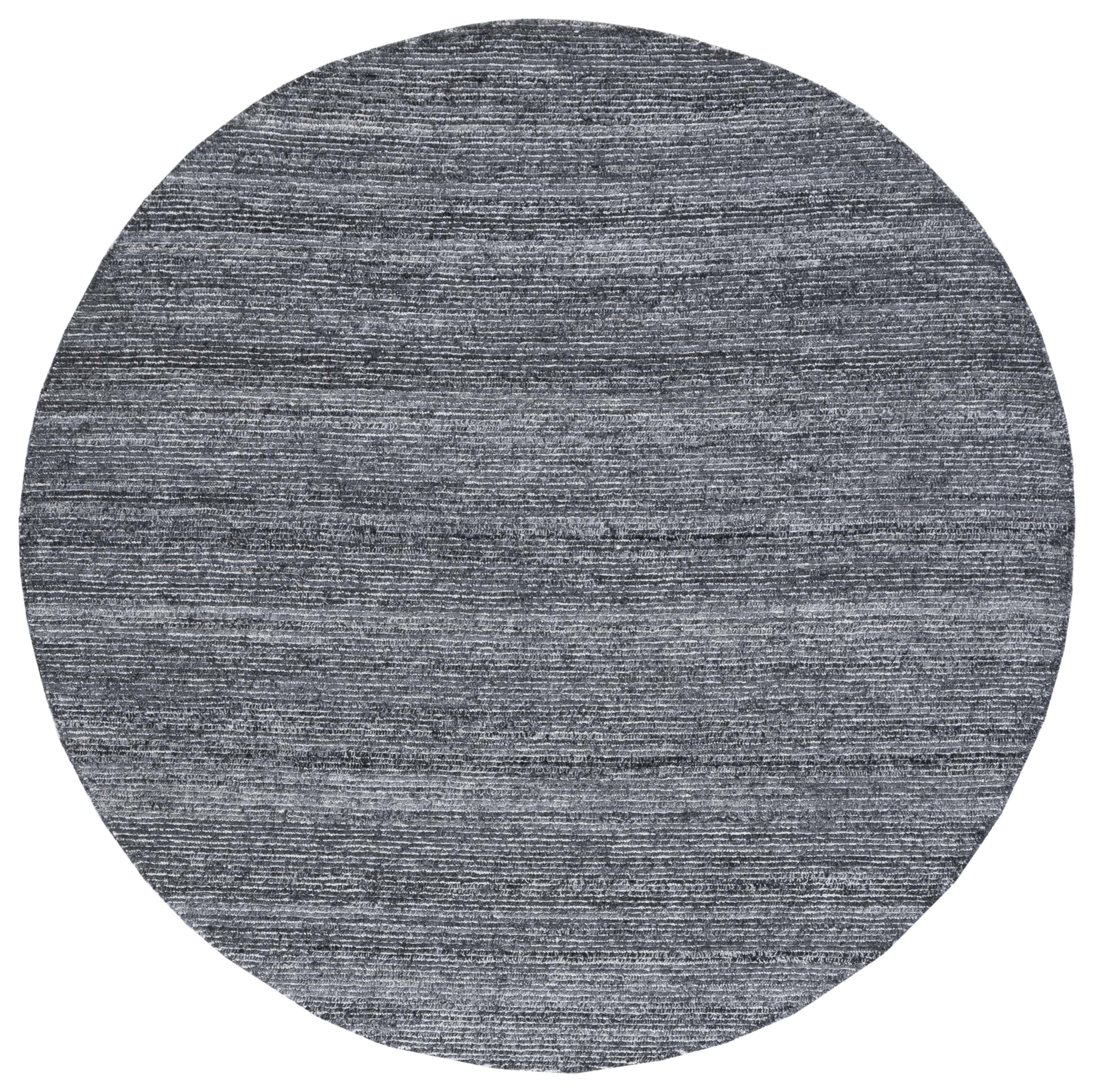 SAFAVIEH Mirage Lecia Striped Polyester Area Rug, Dark Gray/Ivory, 6' x 6' Round