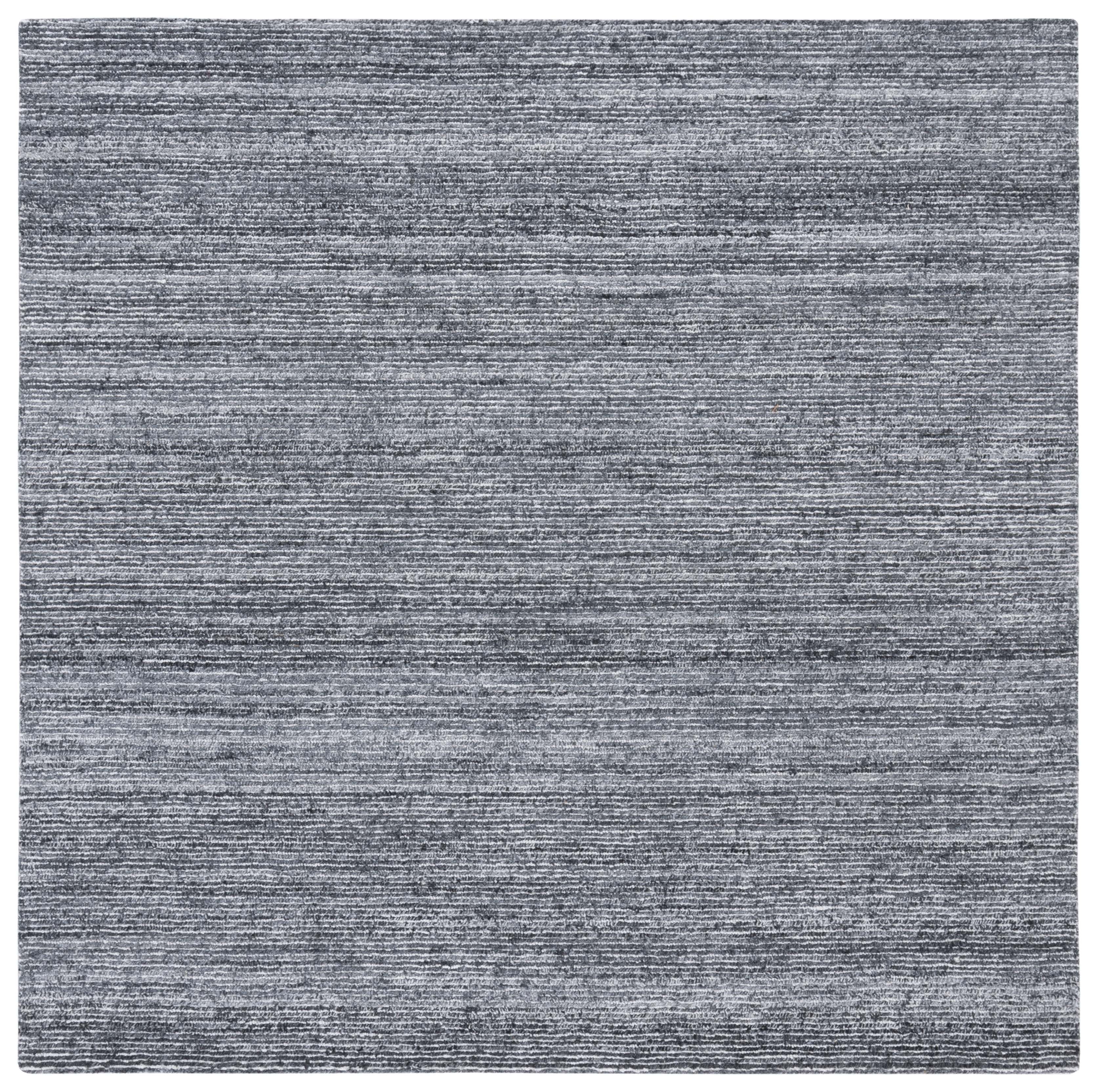 Elegant Dark Grey and Ivory Hand Tufted 6' Square Synthetic Rug