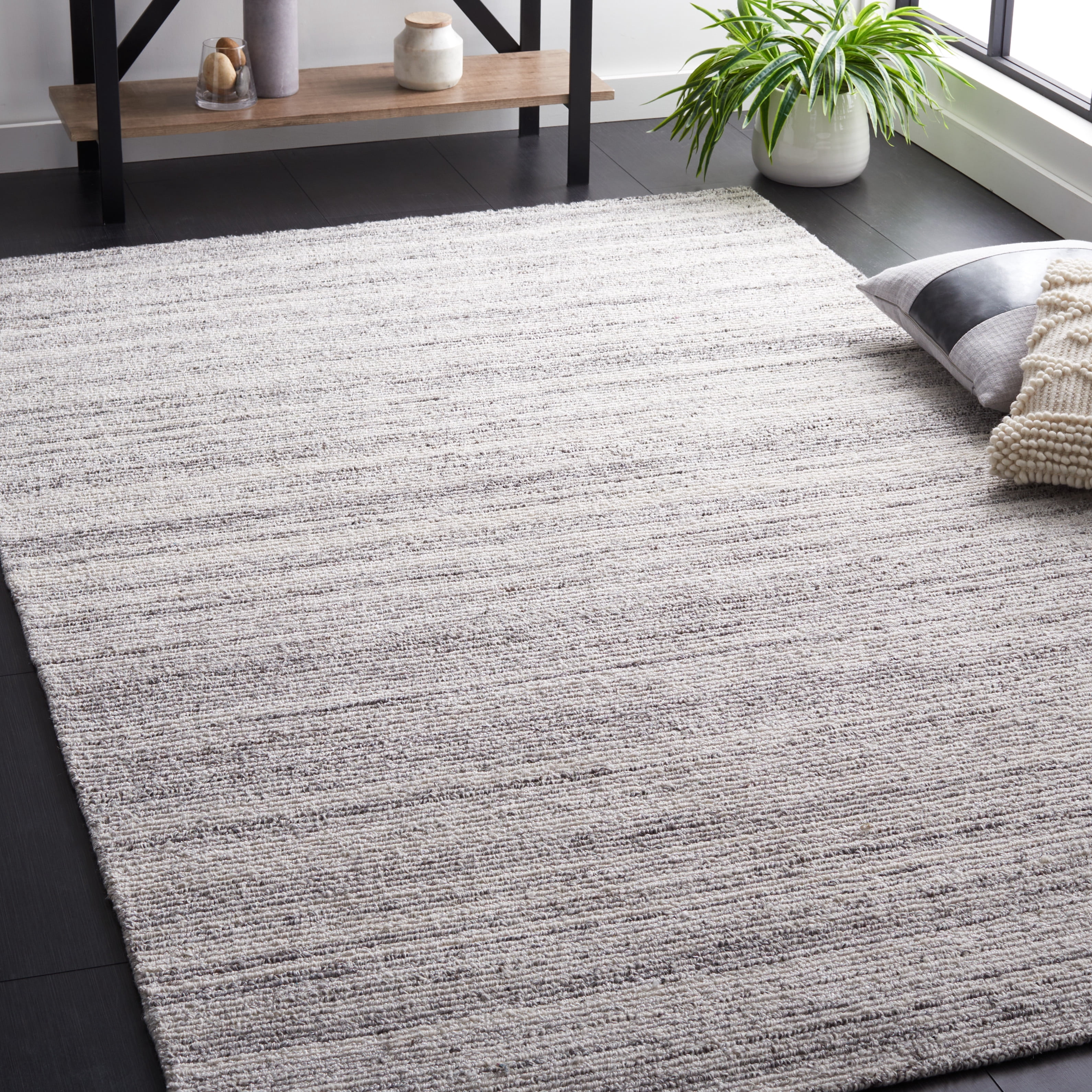 Safavieh Mirage Lecia Striped Polyester Area Rug, Gray/Ivory, 6' x 6' Square