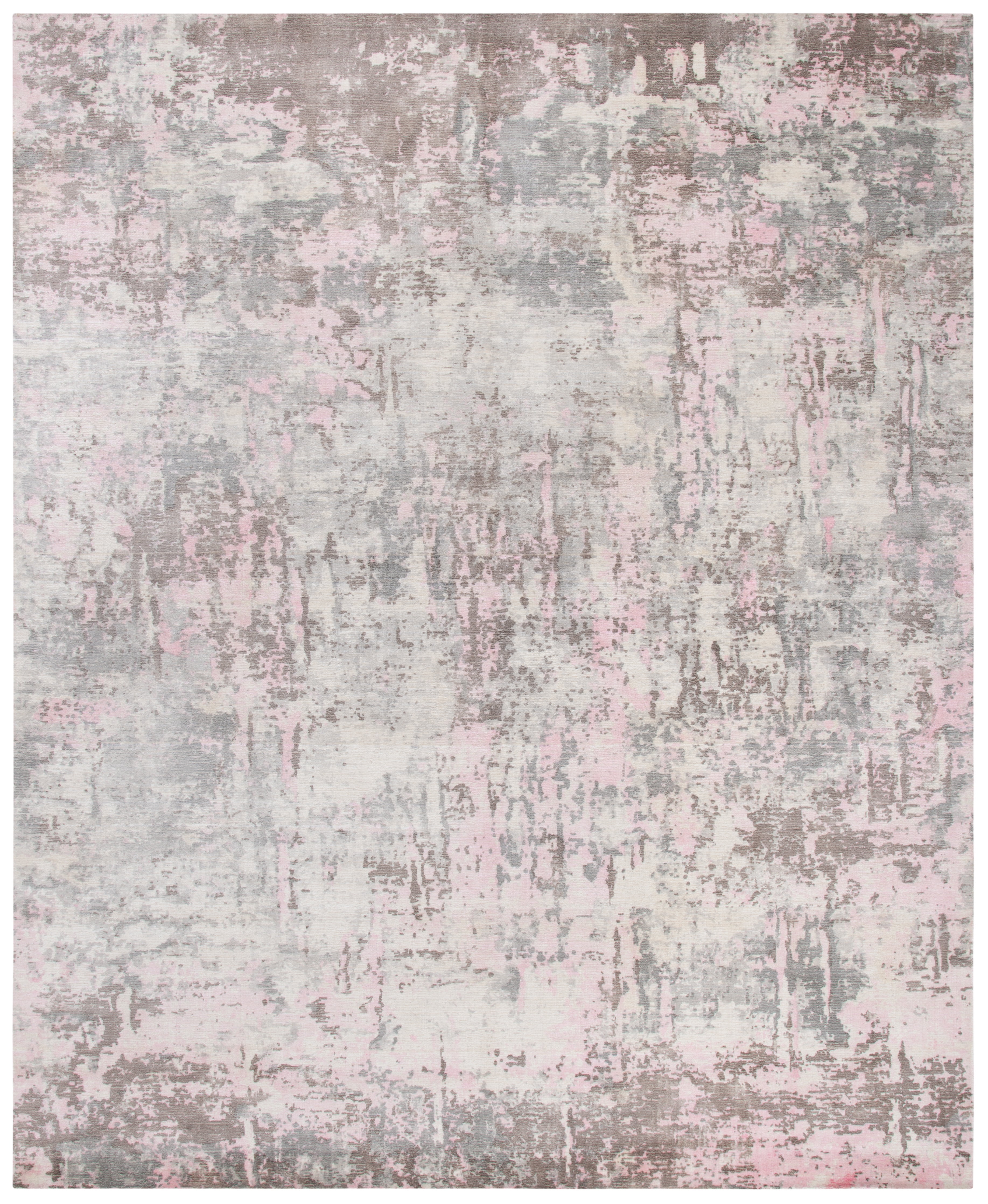 Handmade Abstract Gray Wool & Viscose 6' x 9' Area Rug