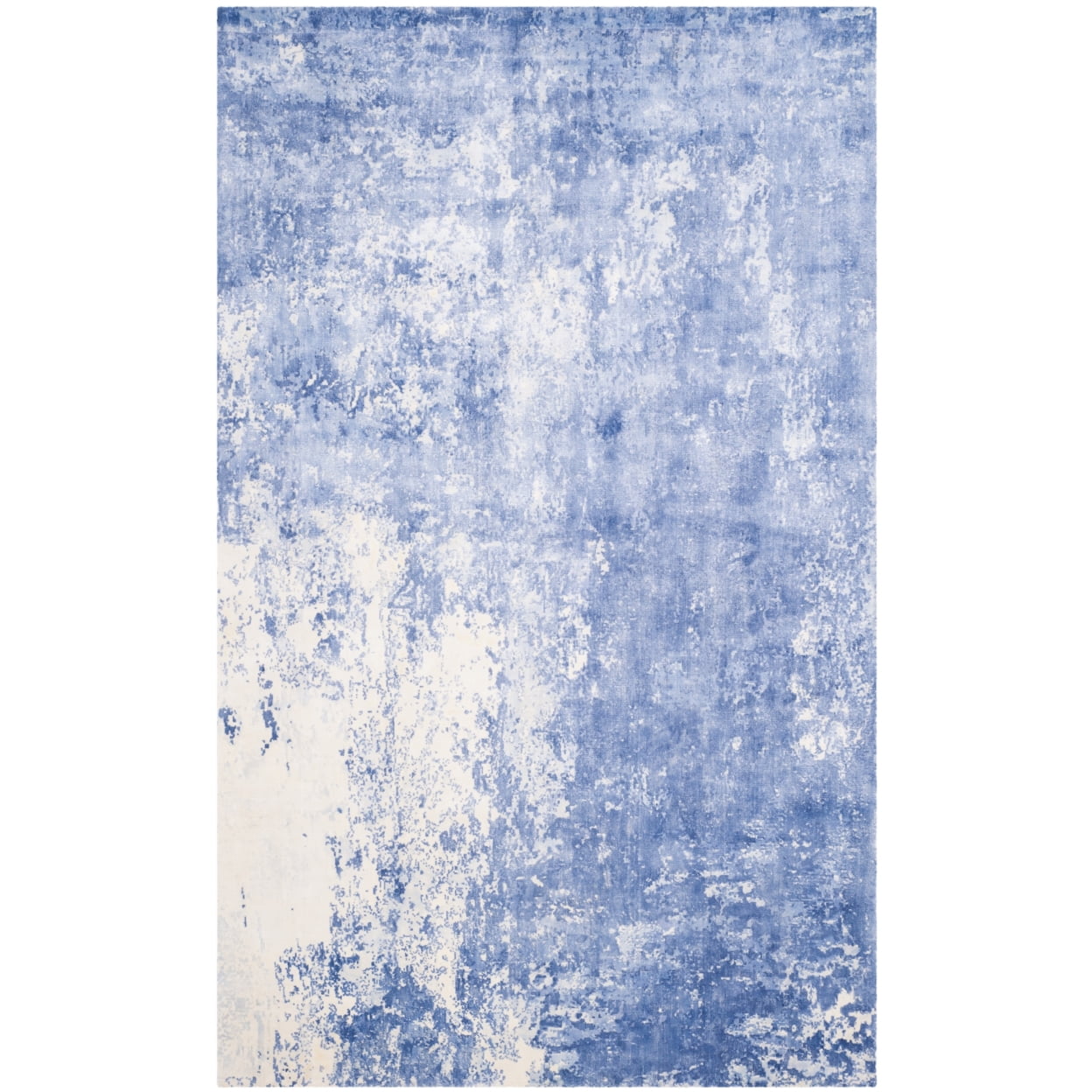 Mirage White Hand-Knotted Wool and Viscose Area Rug 5' x 8'