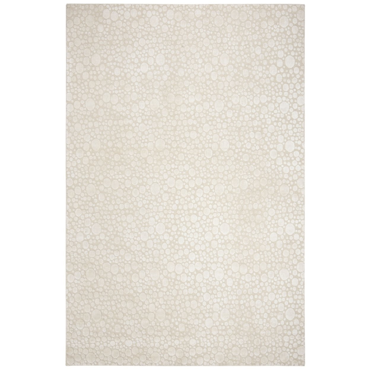Cream Hand-Knotted Wool and Viscose 6' x 9' Area Rug