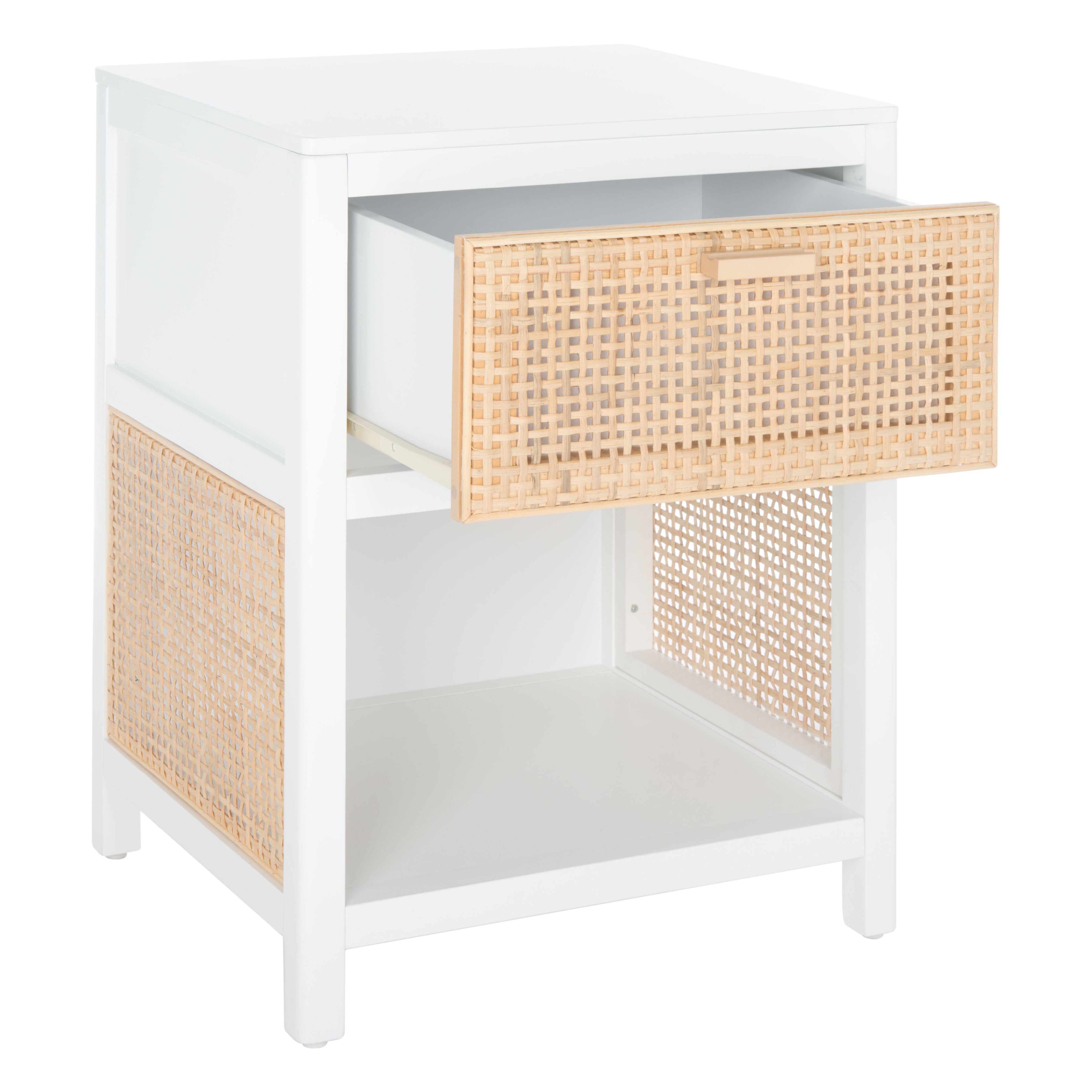 SAFAVIEH Miya Rustic Coastal 1 Drawer Nightstand, White/Natural ...